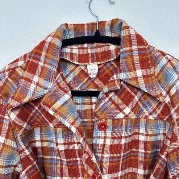 Vintage Wrangler Women's Plaid Flannel Belted Waist Length‎ Shacket Shirt Coat M - Picture 6 of 6
